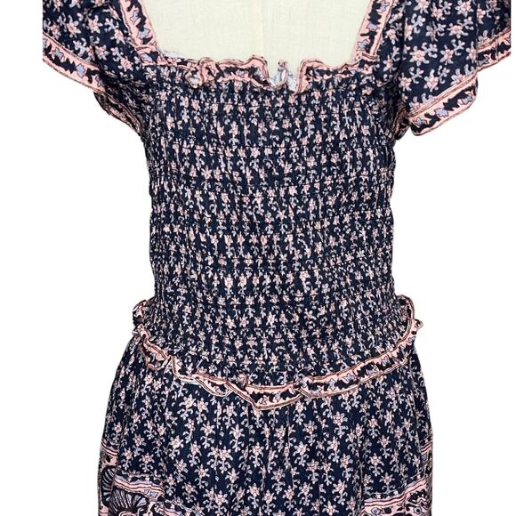 SEA New York Jasper Multicolor Print Smocked Mini Dress Marine Size Large - Picture 10 of 12